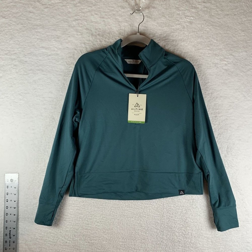 Alpine Design Top Women's Small Teal Field Knitted Polyester‎ Stretch 7213